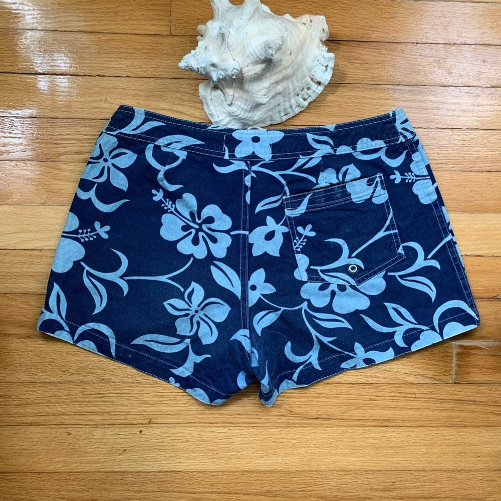 Vintage Honulua Surf 🌊Women’s 🌺 Board Shorts Size 11 Blue Hibiscus Floral - Picture 6 of 12